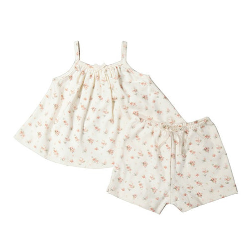 Organic Cotton Jeanie Singlet + Short - Mini Sweet Magnolia