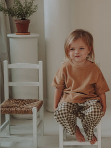 Olive Gingham Fisherman Pants with pockets