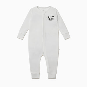 Panda Zip-Up Sleepsuit - White