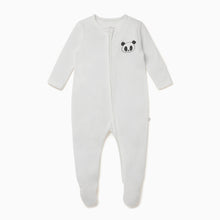 Load image into Gallery viewer, Panda Zip-Up Sleepsuit - White