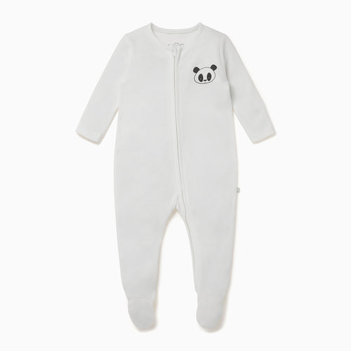 Panda Zip-Up Sleepsuit - White