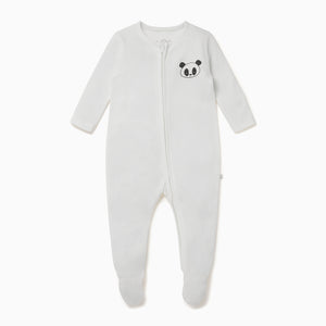 Panda Zip-Up Sleepsuit - White