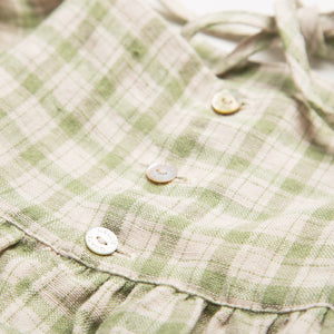 Marbles Dress - Oat & Olive Check Linen