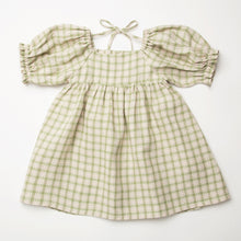 Load image into Gallery viewer, Marbles Dress - Oat &amp; Olive Check Linen