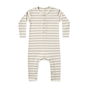 RIBBED BABY JUMPSUIT | ASH STRIPE