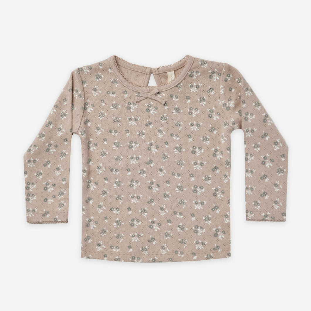 POINTELLE LONG SLEEVE TEE | TRUFFLE FLORAL