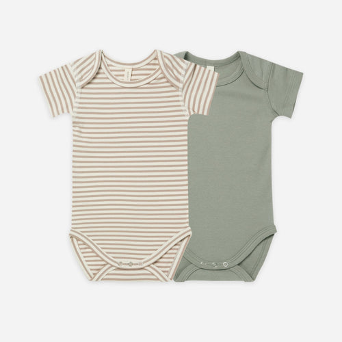 JERSEY BODYSUIT 2-PACK | WARM GREY STRIPE, SPRUCE