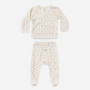 WRAP TOP + FOOTED PANT SET | BLUSH FLORAL