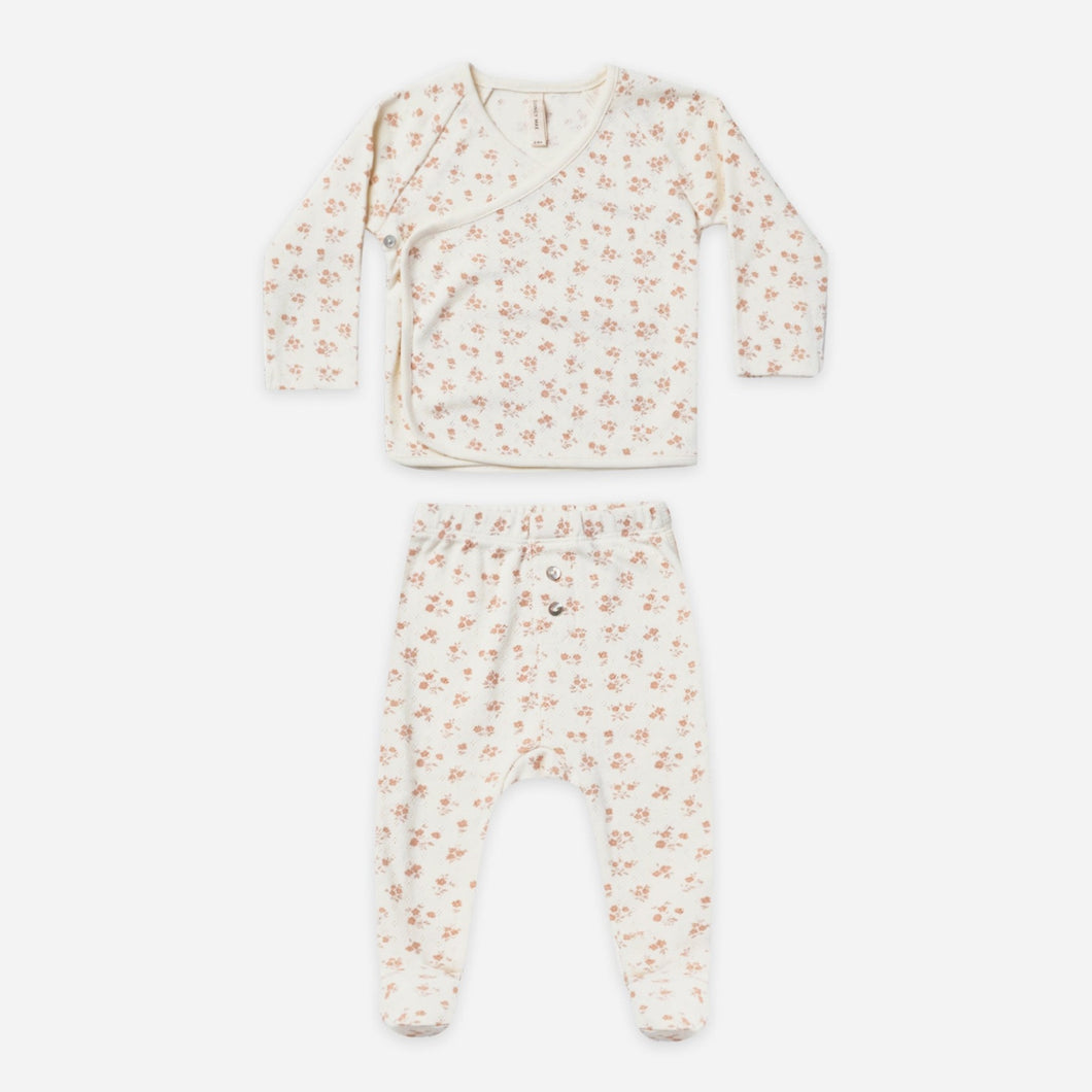 WRAP TOP + FOOTED PANT SET | BLUSH FLORAL