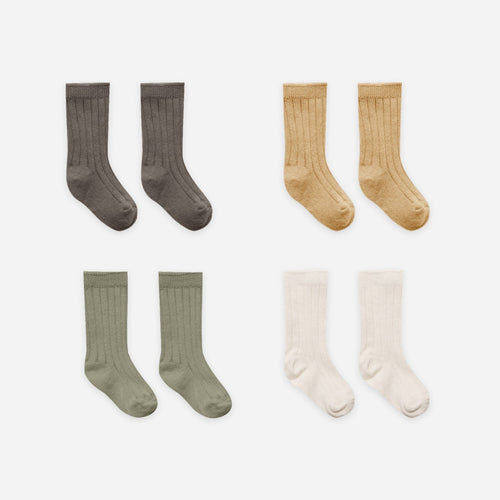 RIBBED SOCKS SET | FERN, CHARCOAL, NATURAL, HONEY