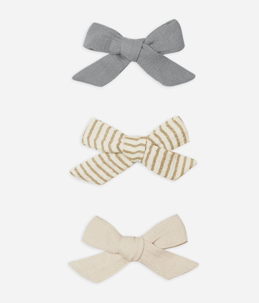 BOW W. CLIP SET | WASHED INDIGO, NATURAL, OCRE STRIPE