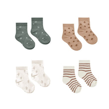 Load image into Gallery viewer, PRINTED SOCKS, SET OF 4 | COCOA STRIPE, STARS, TREES, DITSY