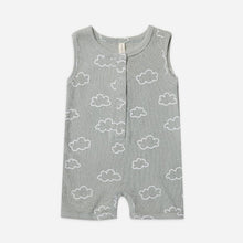 Load image into Gallery viewer, ribbed henley romper | clouds