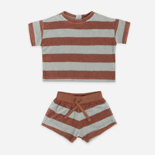 terry tee & shorts set | sienna + sky stripe
