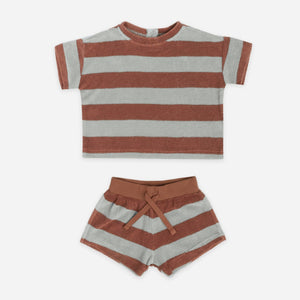 terry tee & shorts set | sienna + sky stripe