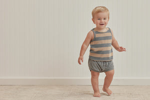 terry tank set | ocean + latte stripe