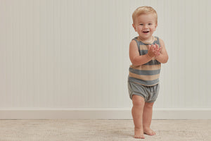 terry tank set | ocean + latte stripe