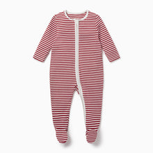 Load image into Gallery viewer, Ruby Stripe Ribbed Zip-Up Sleepsuit