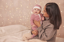 Load image into Gallery viewer, Ruby Stripe Ribbed Zip-Up Sleepsuit