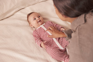 Ruby Stripe Ribbed Zip-Up Sleepsuit