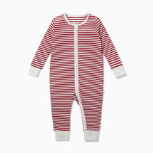 Load image into Gallery viewer, Ruby Stripe Ribbed Zip-Up Sleepsuit