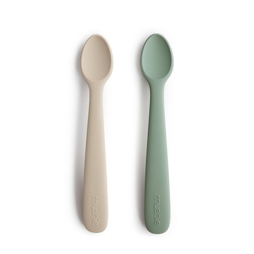 Silicone Feeding Spoons (Cambridge Blue/Shifting Sand) 2-Pack