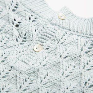 Scrabble Short Sleeve Jumper - Powder Blue Organic Cotton Knit