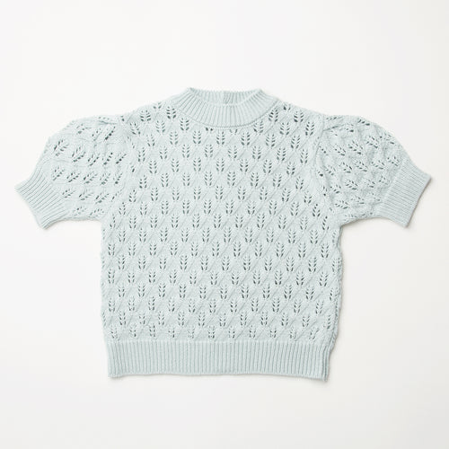 Scrabble Short Sleeve Jumper - Powder Blue Organic Cotton Knit