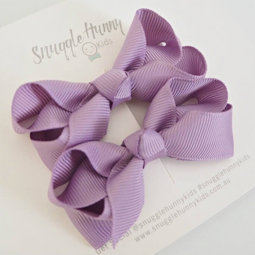Lilac Clip Bow - Small Piggy Tail Pair