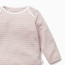 將圖片載入圖庫檢視器 Blush &amp; Khaki Stripe Long Sleeve Bodysuit