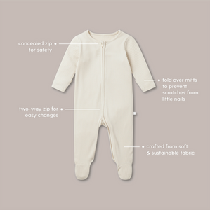 Ribbed Clever Zip Sleepsuit - Blush