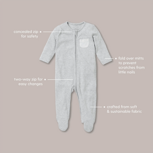 Clever Zip Sleepsuit - White