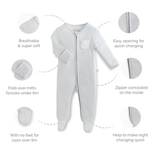 Load image into Gallery viewer, Blush &amp; Khaki Stripe Zip-Up Sleepsuit