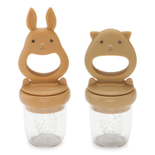 Load image into Gallery viewer, SILICONE FRUIT FEEDING PACIFIER BUNNY - ALMOND/TERRACOTTA