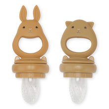 Load image into Gallery viewer, SILICONE FRUIT FEEDING PACIFIER BUNNY - ALMOND/TERRACOTTA