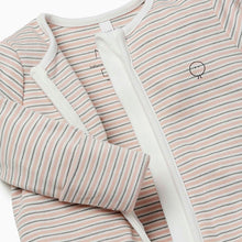 Load image into Gallery viewer, Blush &amp; Khaki Stripe Zip-Up Sleepsuit