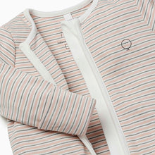 將圖片載入圖庫檢視器 Blush &amp; Khaki Stripe Zip-Up Sleepsuit