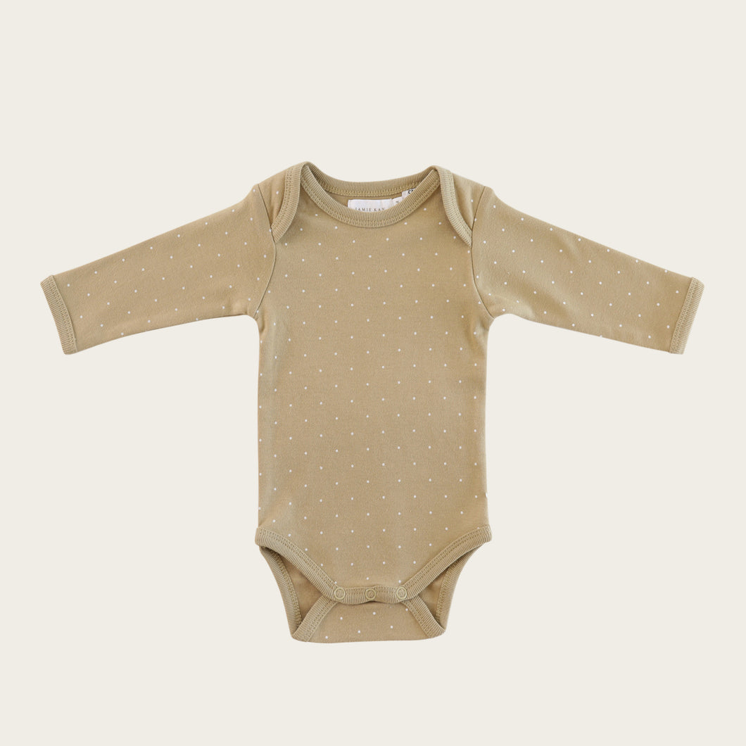 Organic Cotton Longsleeve Bodysuit - Tiny Dots Fern