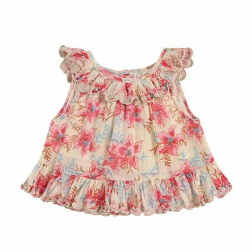 Zelie Top - Raspberry Flowers