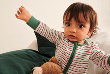 將圖片載入圖庫檢視器 Festive Stripe Zip-Up Sleepsuit