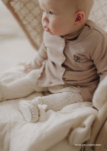 Organic Cotton Rib Cardigan - Rose Ash