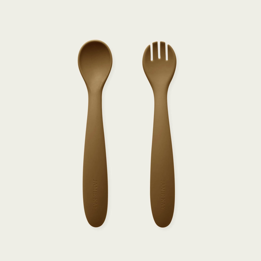 Jamie Kay Nursing & Feeding Spoon & Fork Set - Honey