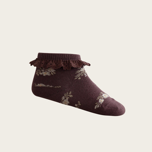 Jamie Kay socks & tights 3-12m Frill Ankle Sock - Petite Fleur Blackberry