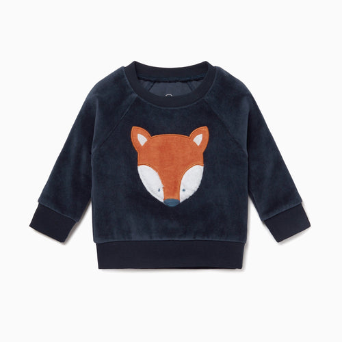 MORI Shirts & Tops 6-9m Velour Raglan Sleeve Fox Sweatshirt