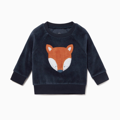 MORI Shirts & Tops 6-9m Velour Raglan Sleeve Fox Sweatshirt