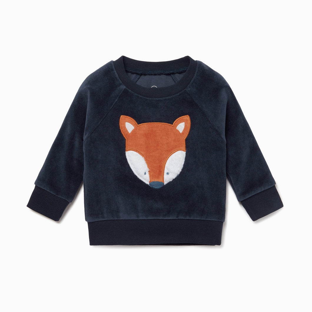 MORI Shirts & Tops 6-9m Velour Raglan Sleeve Fox Sweatshirt
