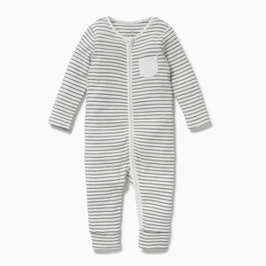 Zip-Up Sleepsuit - Grey Stripe (4423088504894)