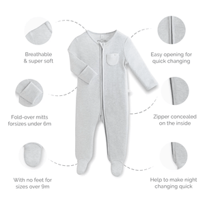 Zip-Up Sleepsuit - Grey Stripe (4423088504894)