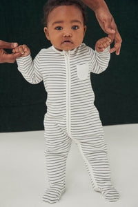 Zip-Up Sleepsuit - Grey Stripe (4423088504894)