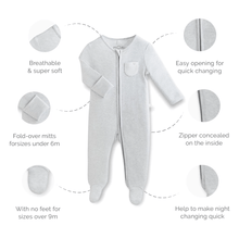 Load image into Gallery viewer, Zip-Up Sleepsuit - White (4360314093630)